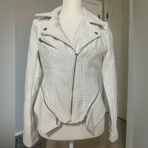 BLANK NYC Tweed Fitted Zipper Moto Jacket